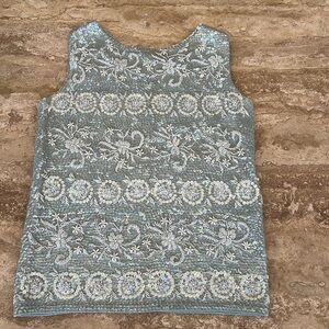 Vintage beaded sleeveless sweater. Honk Kong beaded.